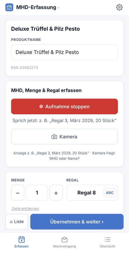 Per Sprache aufnehmen