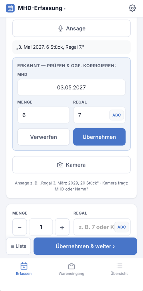 Spracheingabe erkannt